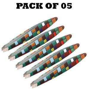Forgica Professional Stainless Steel Paper Coated Tweezers Pack of 05